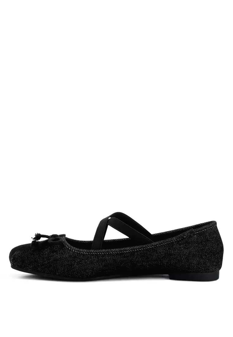 Flat Balet Tali Silang Hitam