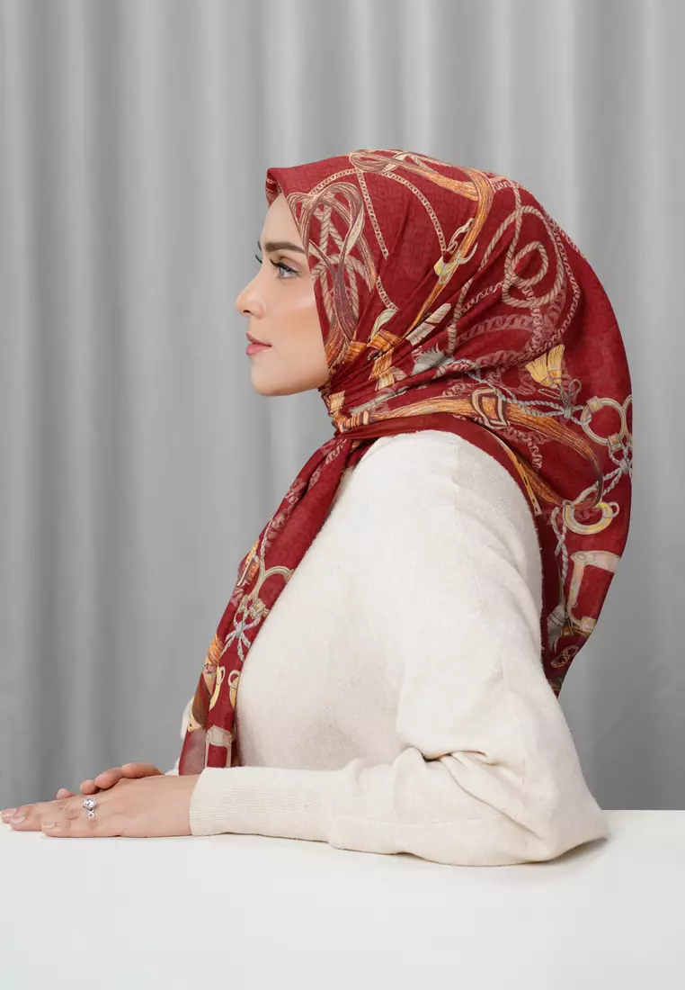 Alexandra Silk Jacquard Square - Crimson