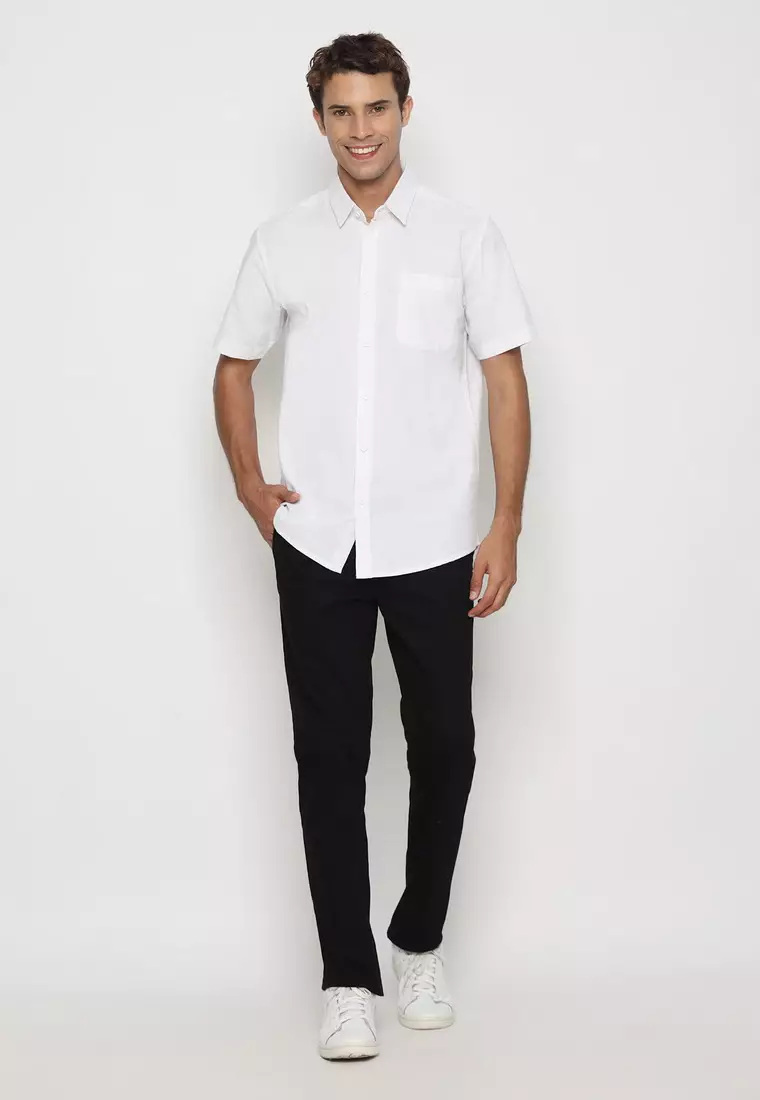 RBJ Kemeja Polos Cotton Putih Regular Fit Pria