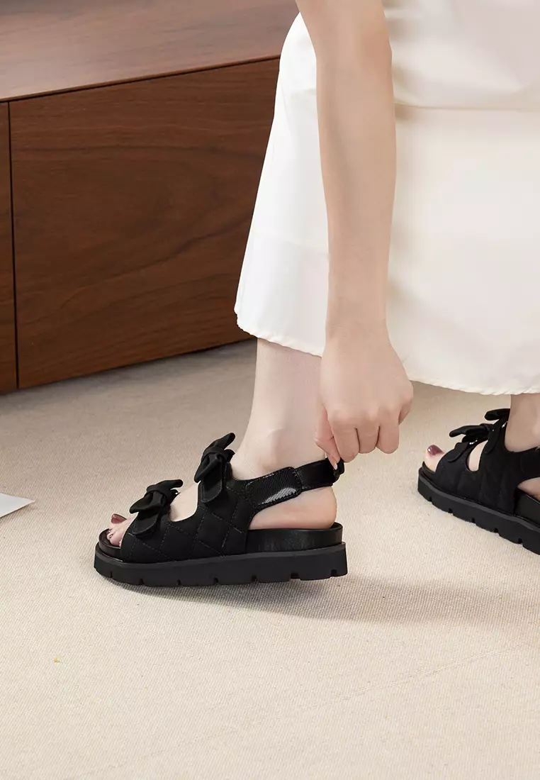 4CM Double Bowknot Strap Comfortable Flat Shoes TH723-3
