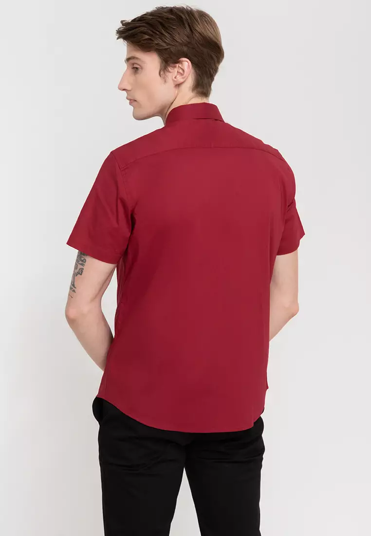 Woven Short Sleeves Casual Poplin Stretch