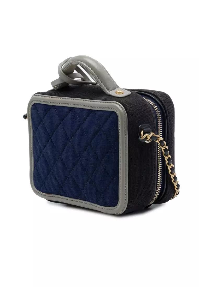 Pre-Loved Chanel Small Jersey Cc Filigree Vanity Case