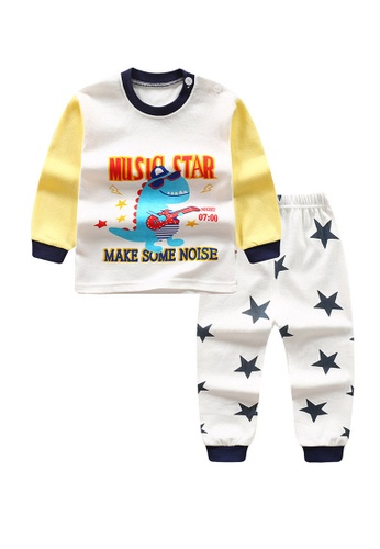 Yangkiddo white Music Star Baby Kids Unisex Pyjamas E080CKAB84E5D3GS_1