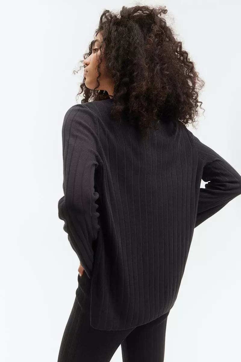 Rib-knit button-front top