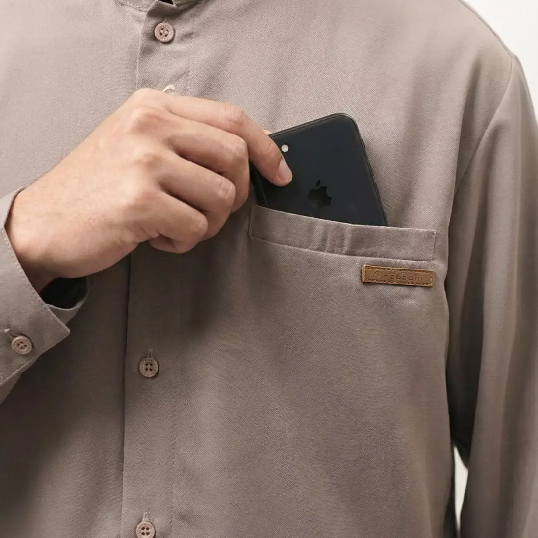 Rabbani - Kemeja Koko Muslim Pria Dewasa Lengan Panjang Razzim Exclusive - Grey