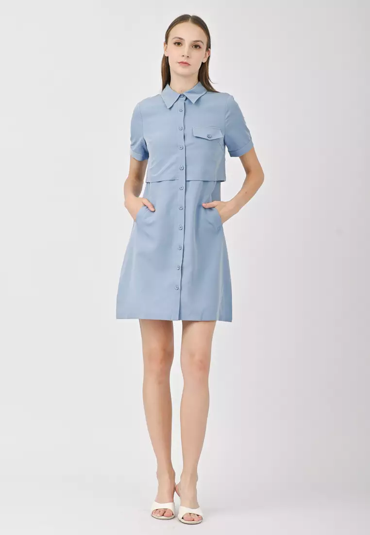 衬衫迷你连衣裙