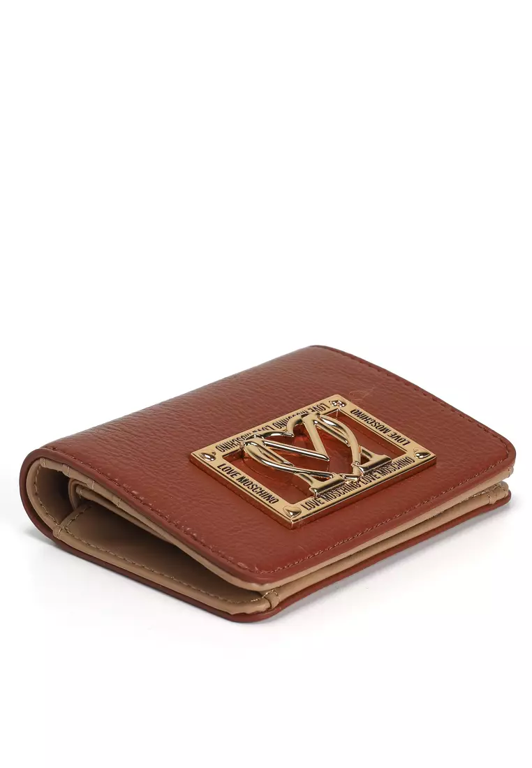 Locked in Gold Logo Plaque Bifold Wallet (nt)