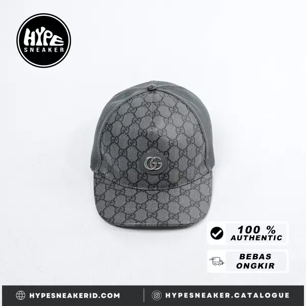 Topi GUCCI GG INTERLOCKING SHW MONOGRAM MESH GREY CAP 100% ORIGINAL