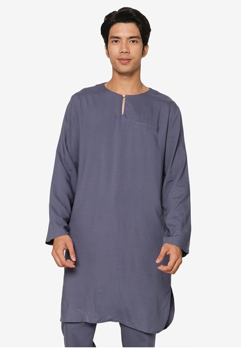 Lubna Homme blue Kurta made from TENCEL™ 322ABAAB6DDFCAGS_1