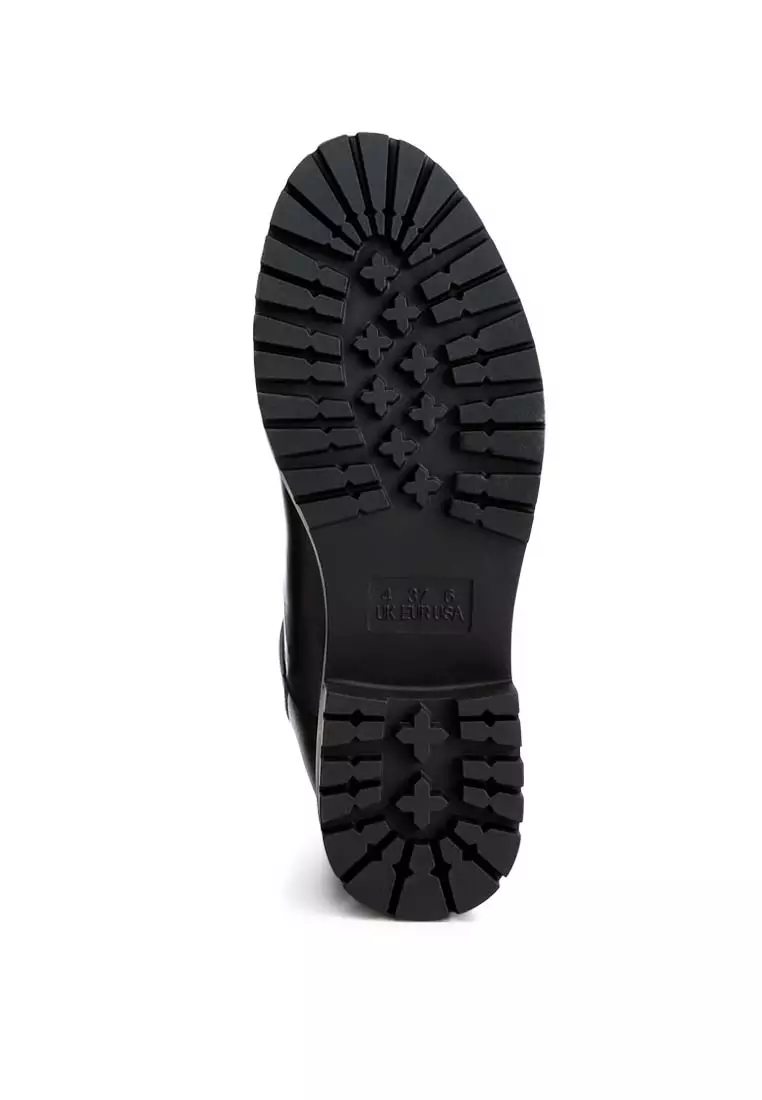 Sepatu Bot Chelsea Chunky Kulit Imitasi Hitam