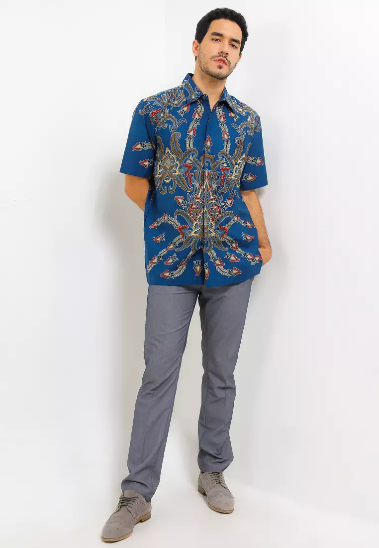 Kemeja Pendek Katun Print Motif Sekar Pergola