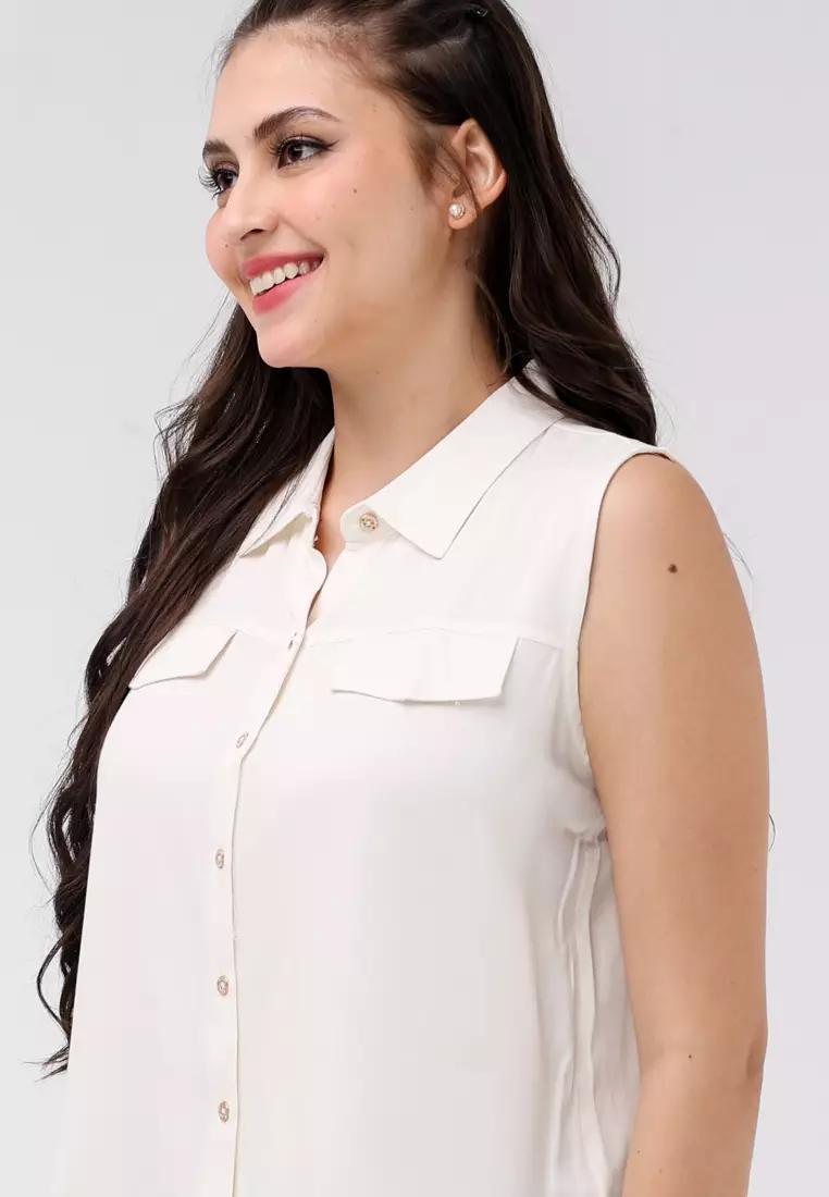 Single Twill Woven Sleeveless Blouse