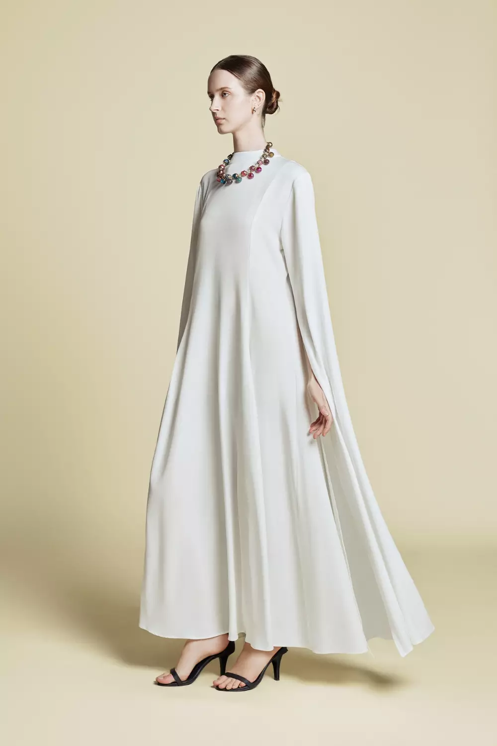 DEMURE&CO - Demure Long Sleeve Royale Kaftan Dress Royal White