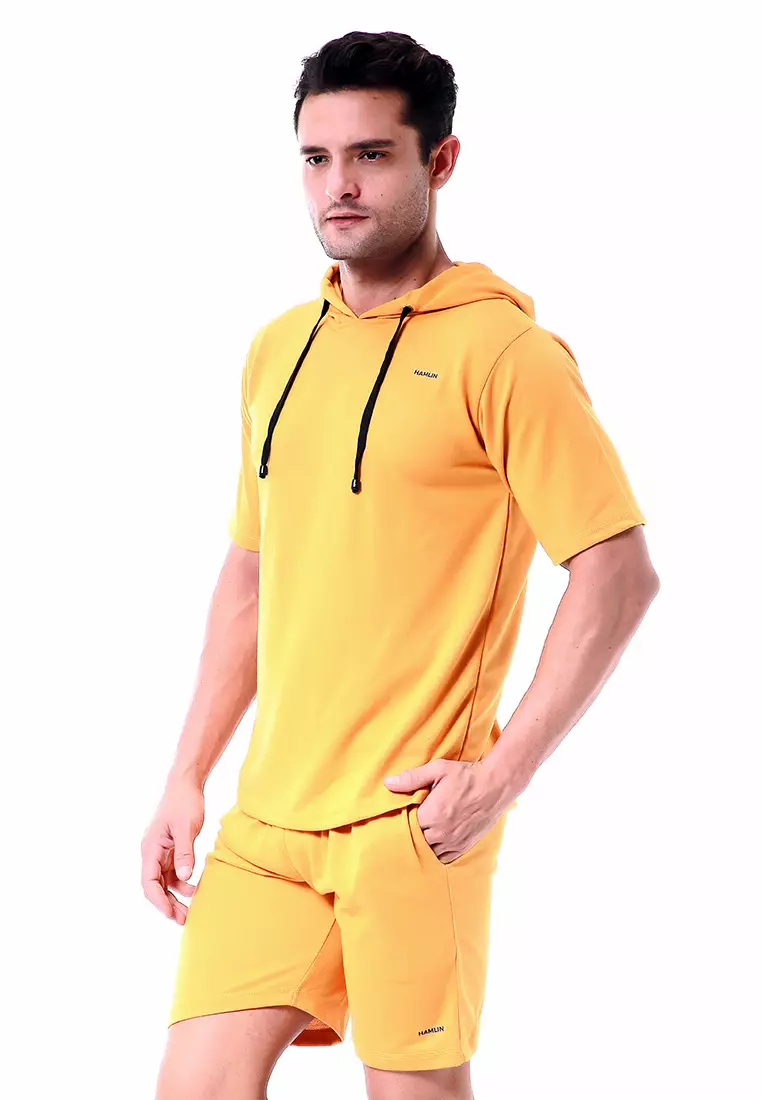 Vincent Setelan Hoodie Pria Sweatshirt Set Casual Motif Polos Material Baby Terry ORIGINAL - Mustard