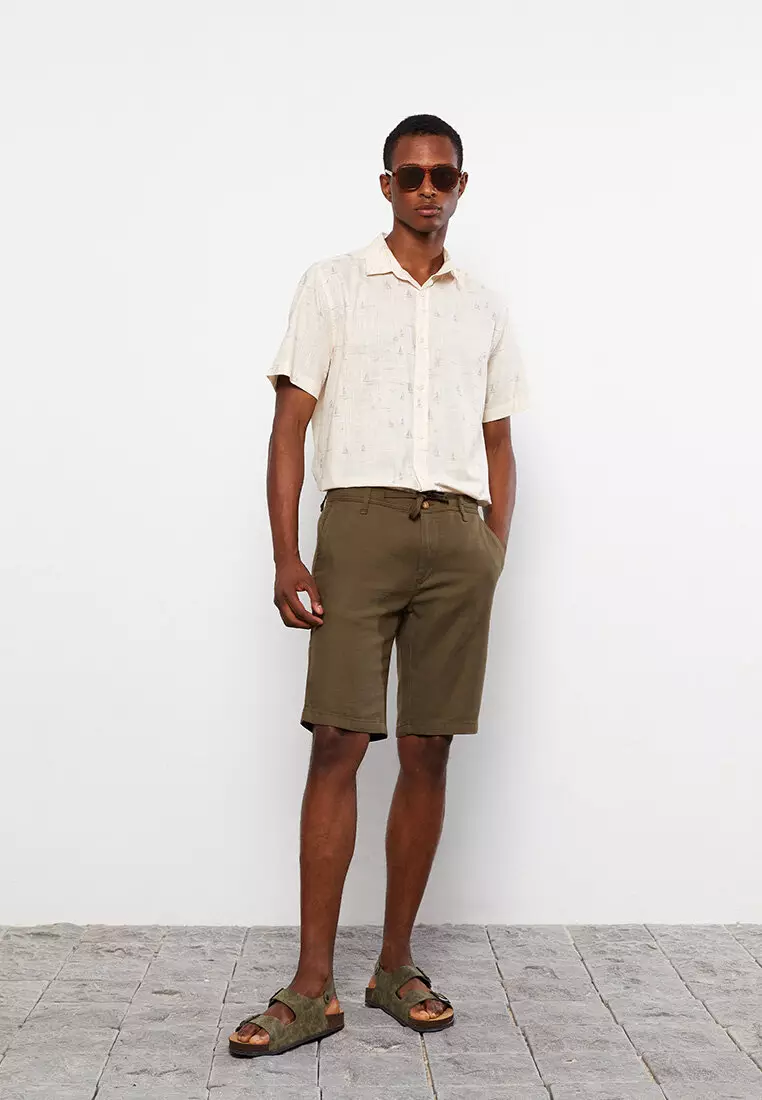 Mens slim fit 2025 khaki shorts