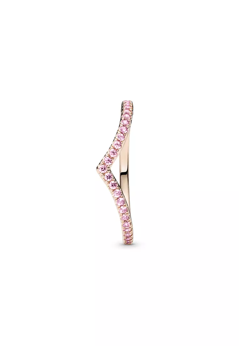 Pandora 14K Rose Gold-Plated Timeless Wish Sparkling Pink Ring