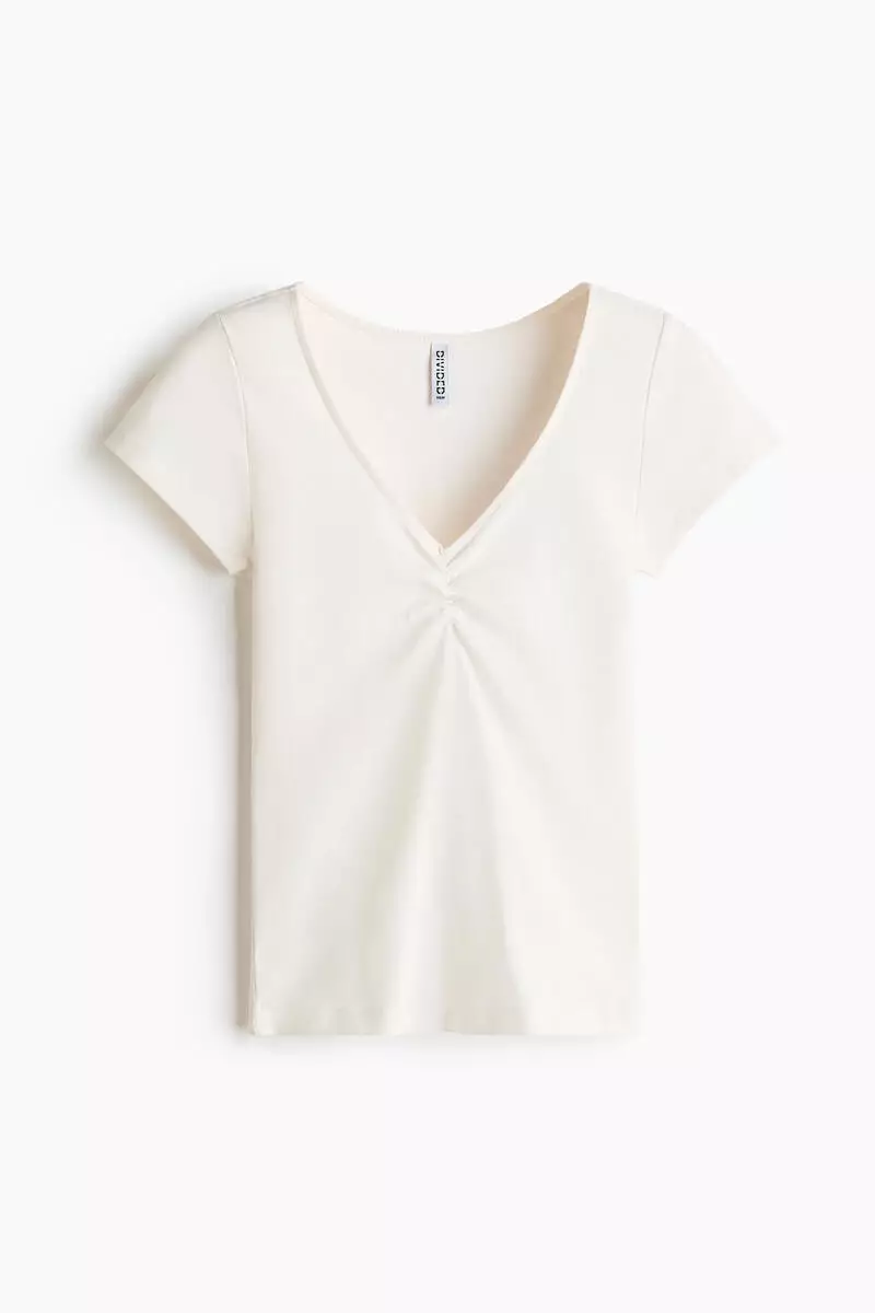 Ribbed V-neck top