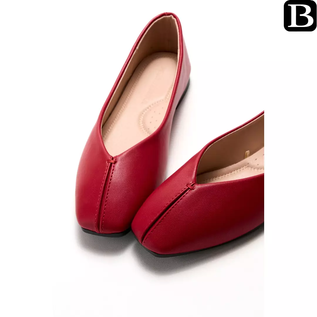 Sofia Meisa Leather Flat Shoes Red