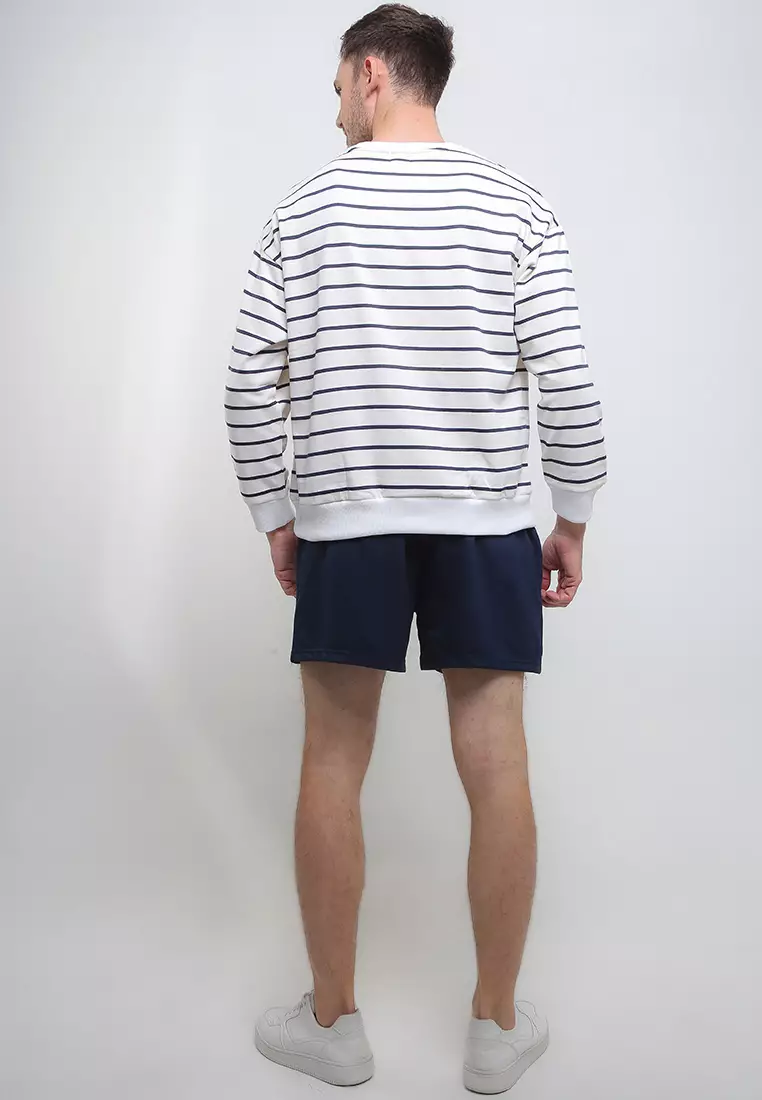 Sweater Lengan Panjang Stripe Short Pants Set