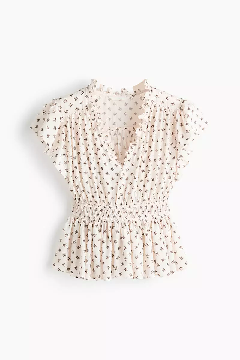 Flutter-sleeved peplum blouse