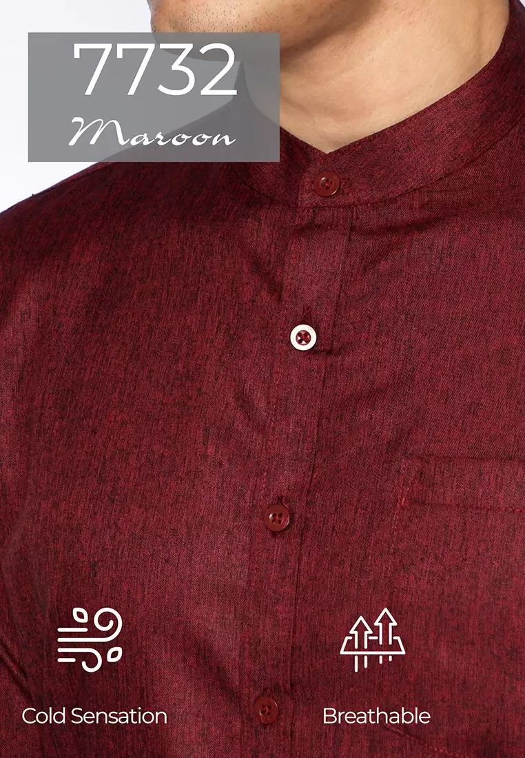 Kemeja Pria Kerah Shanghai Long Sleeve 7732 Maroon