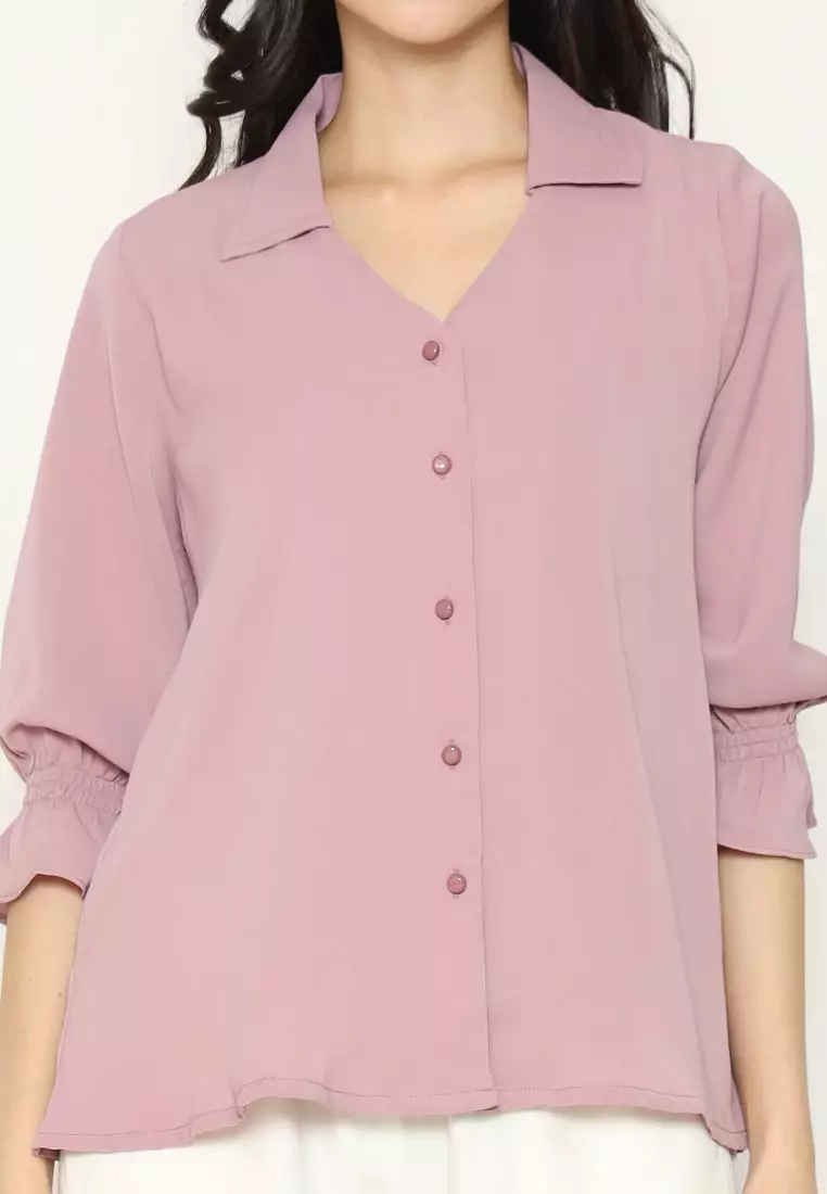 Urban Exchange New Aleta Purple Lilac Blouse - Atasan Blouse Lengan Panjang