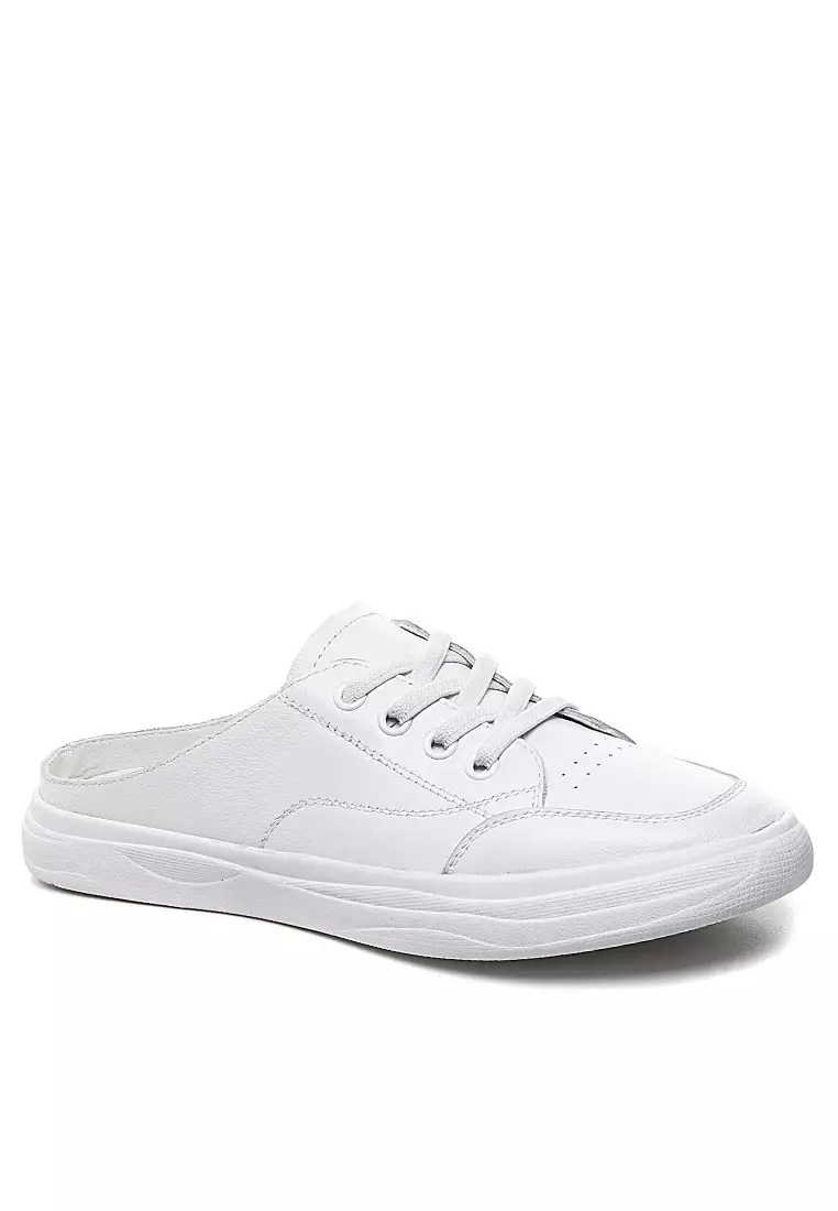 White slip store ons leather