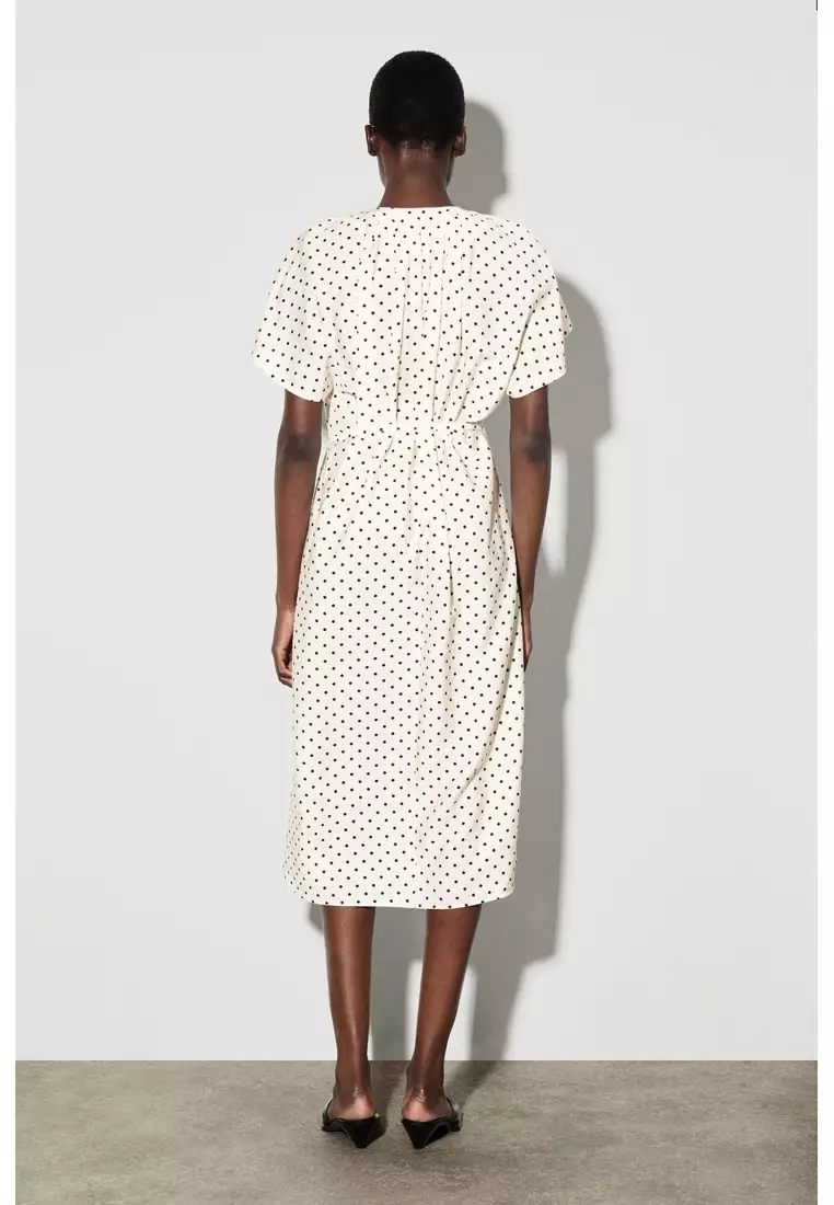 PLEATED BELTED MIDI DRESS