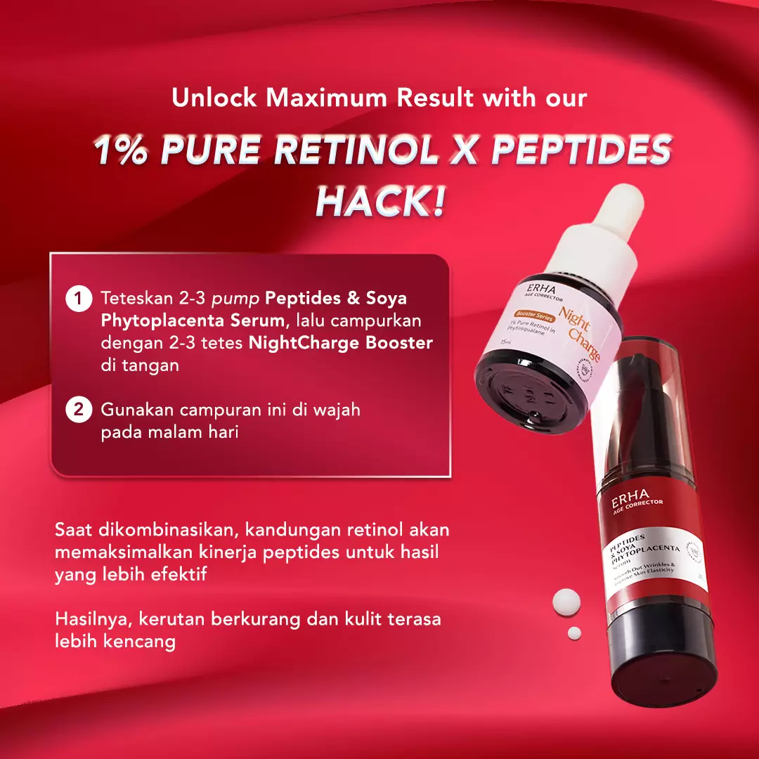 ERHA Age Corrector Serum Peptides & Soya Phytoplacenta for Well-Aging | Mengurangi Garis Halus Kerutan | Melembabkan | Boost Kolagen | Mencerahkan Flek Hitam | Glowing Plumpy | Anti Aging | Kenyal Kencang Cerah