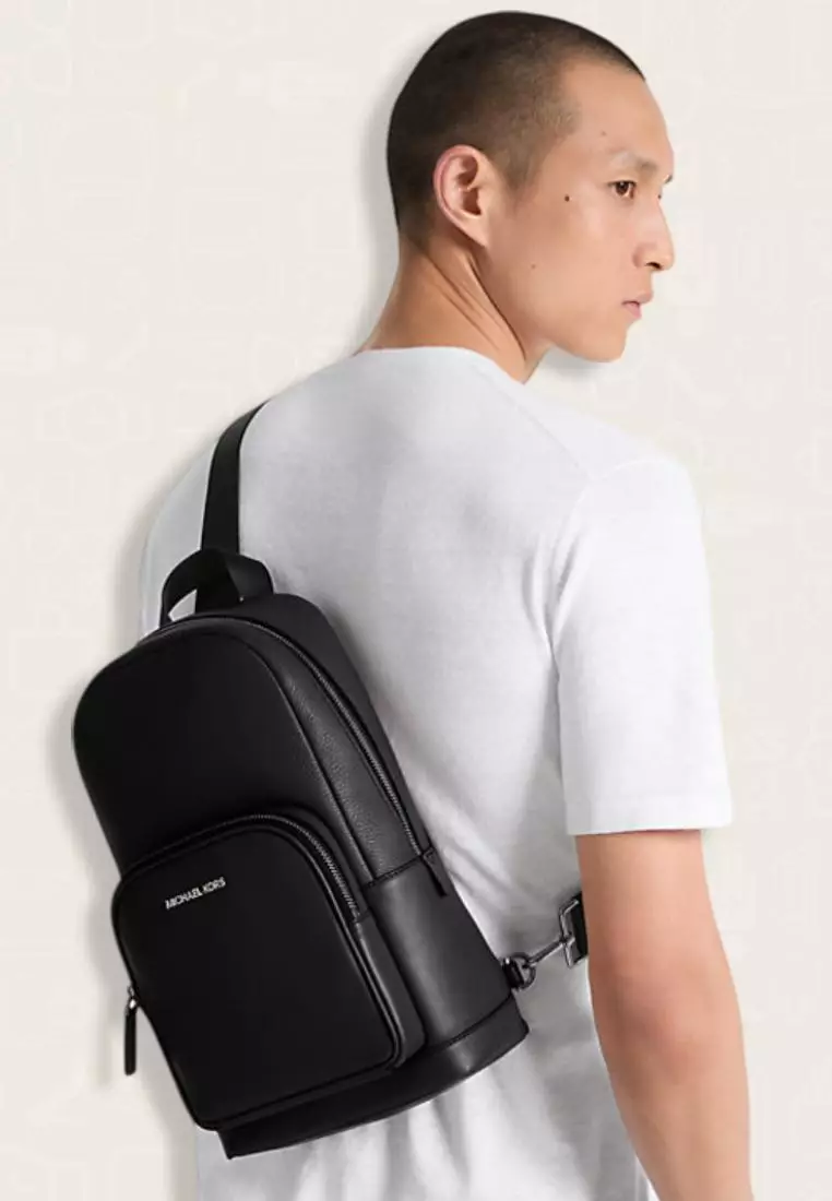 Michael Kors Cooper Pebbled Leather Sling Pack Black