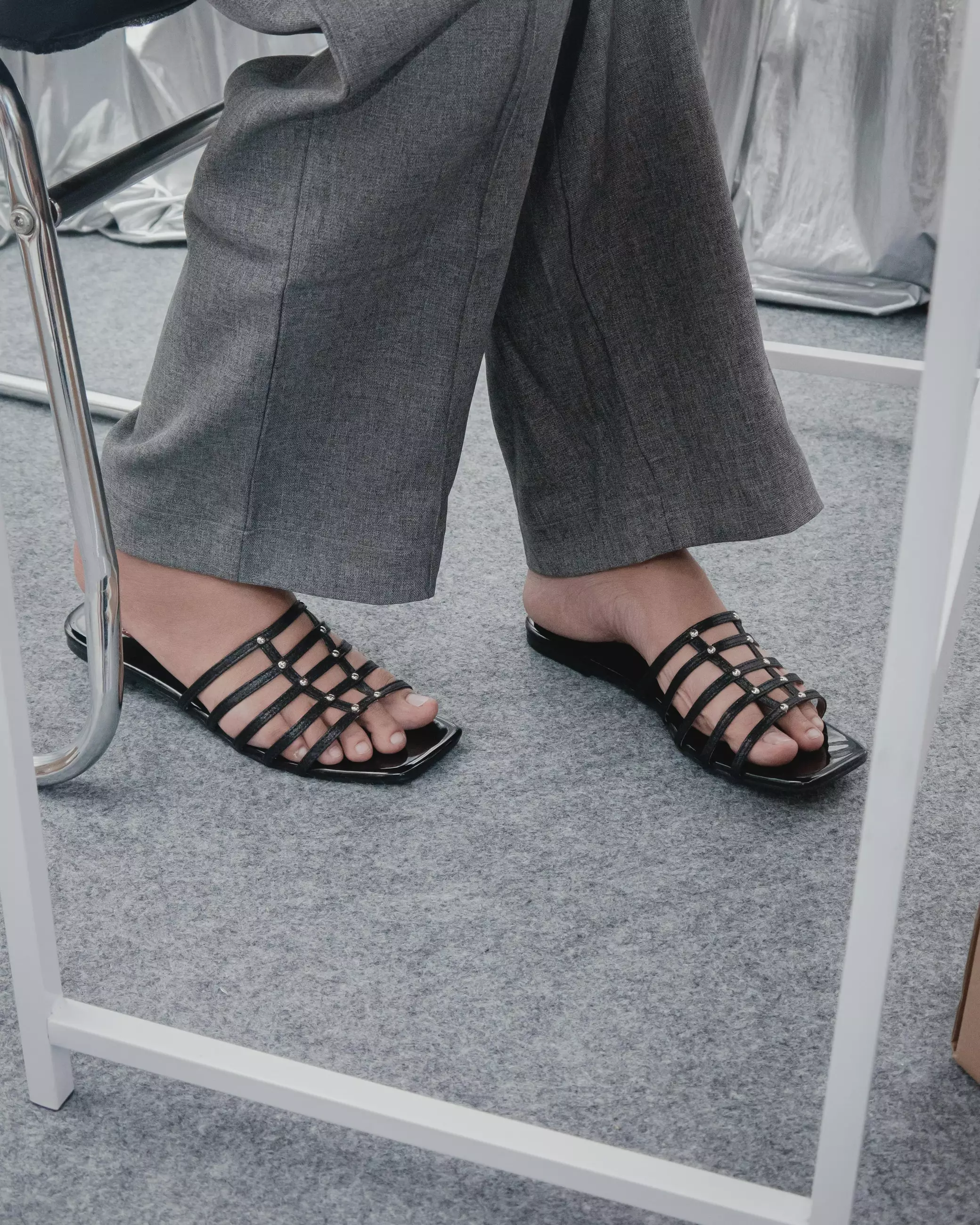 Madeline Flat Sandals in Black