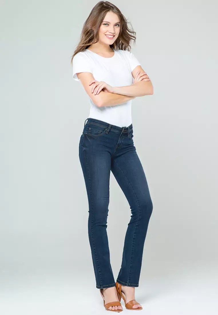 C2 Trumpy Navy Jeans Push Up Bootcut Wanita
