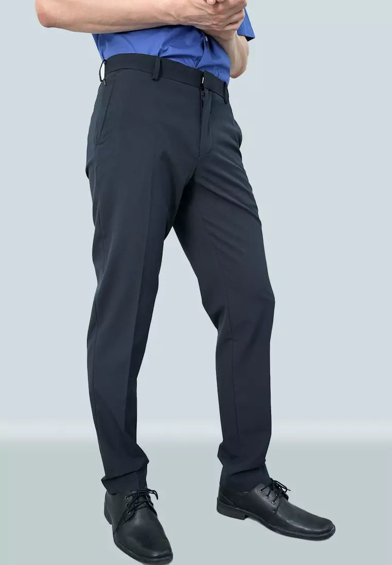 Johnwin - Celana Formal - Celana Pria - Navy - Polyester - Slim Fit - F.1014.010.127.C