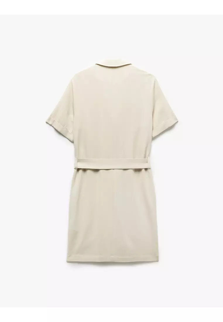 Double Breasted Belt Shirt Dress