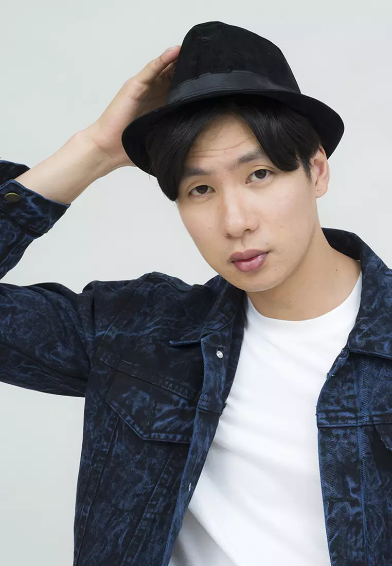 Topi fedora cowboy hat fedora corduroy black houseofcuff