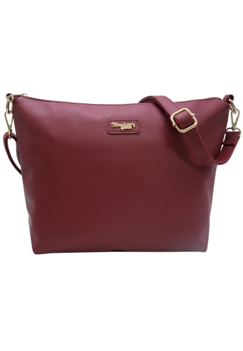 STRAWBERRY QUEEN 紅色 Strawberry Queen Flamingo Sling Bag (Saffiano Leather AZ, Maroon) 1C617AC3446C49GS_1