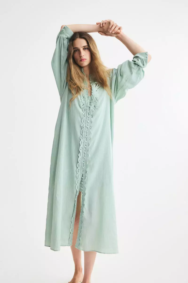 Lace-detail cotton dress