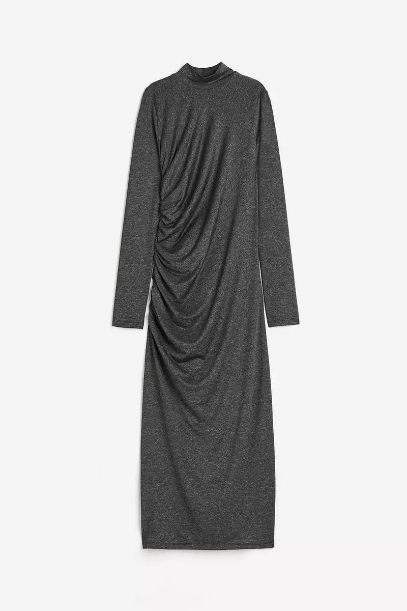 Gathered turtleneck dress