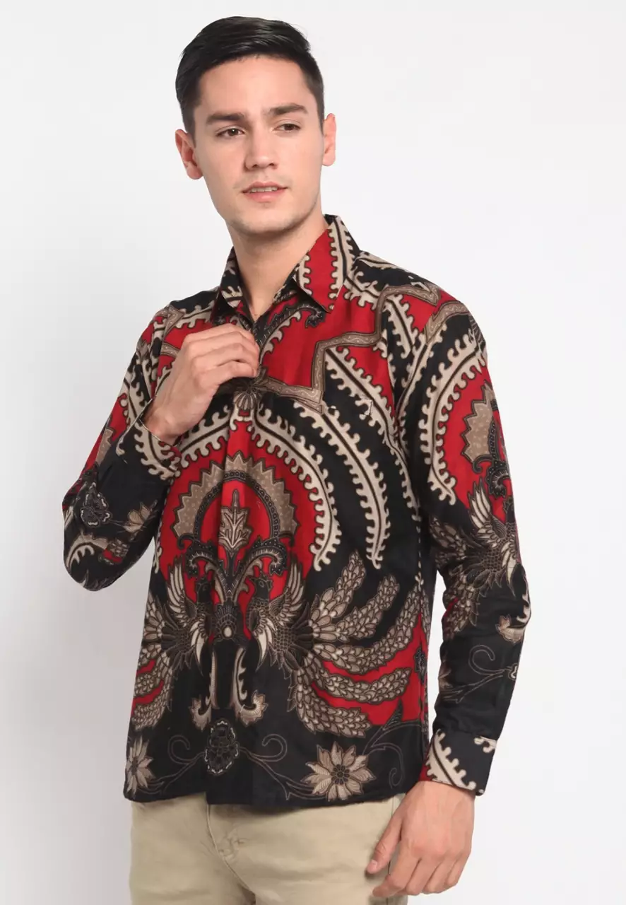 masopati Maron Kemeja Batik Premium Pria Slimfit Elegan
