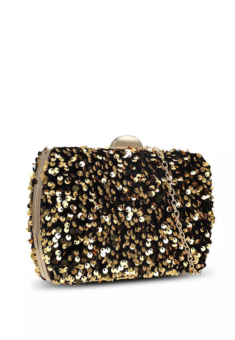 Gold ball deals clutch bag