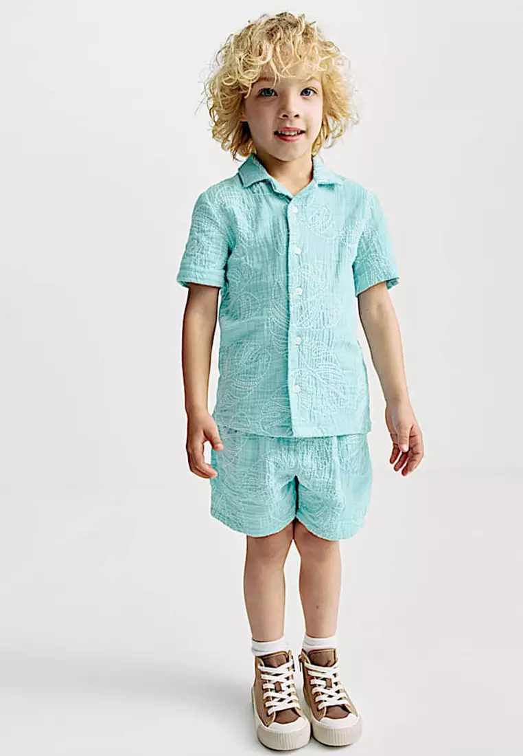 Pure Cotton Leaf Embroidered Shirt