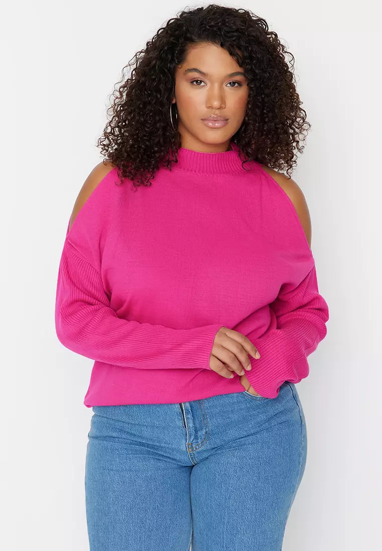 Plus Size Cut Out Detailed Knitwear Sweater