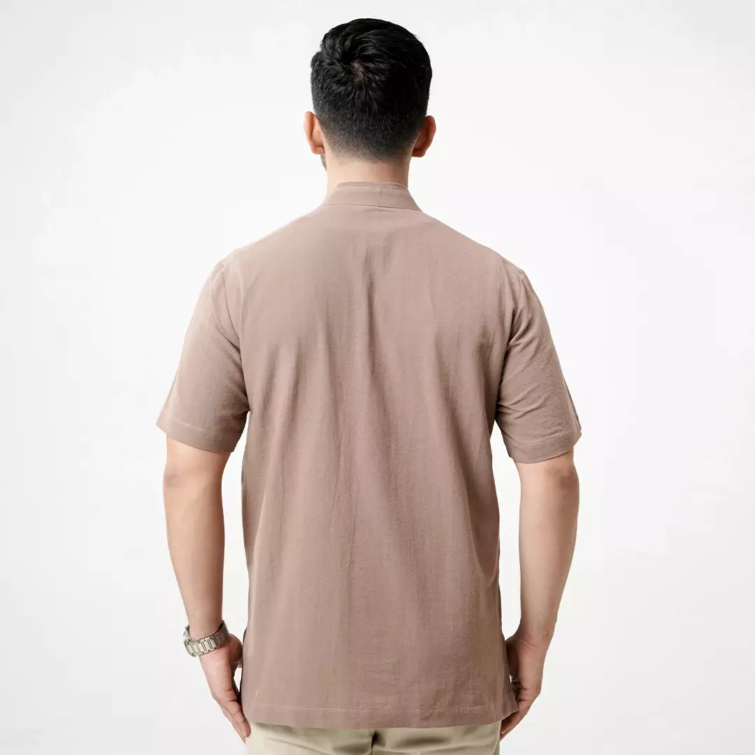 Rabbani - Kemeja Koko Muslim Pria Lengan Pendek Dewasa Kemko Madhava Exclusive - Coklat