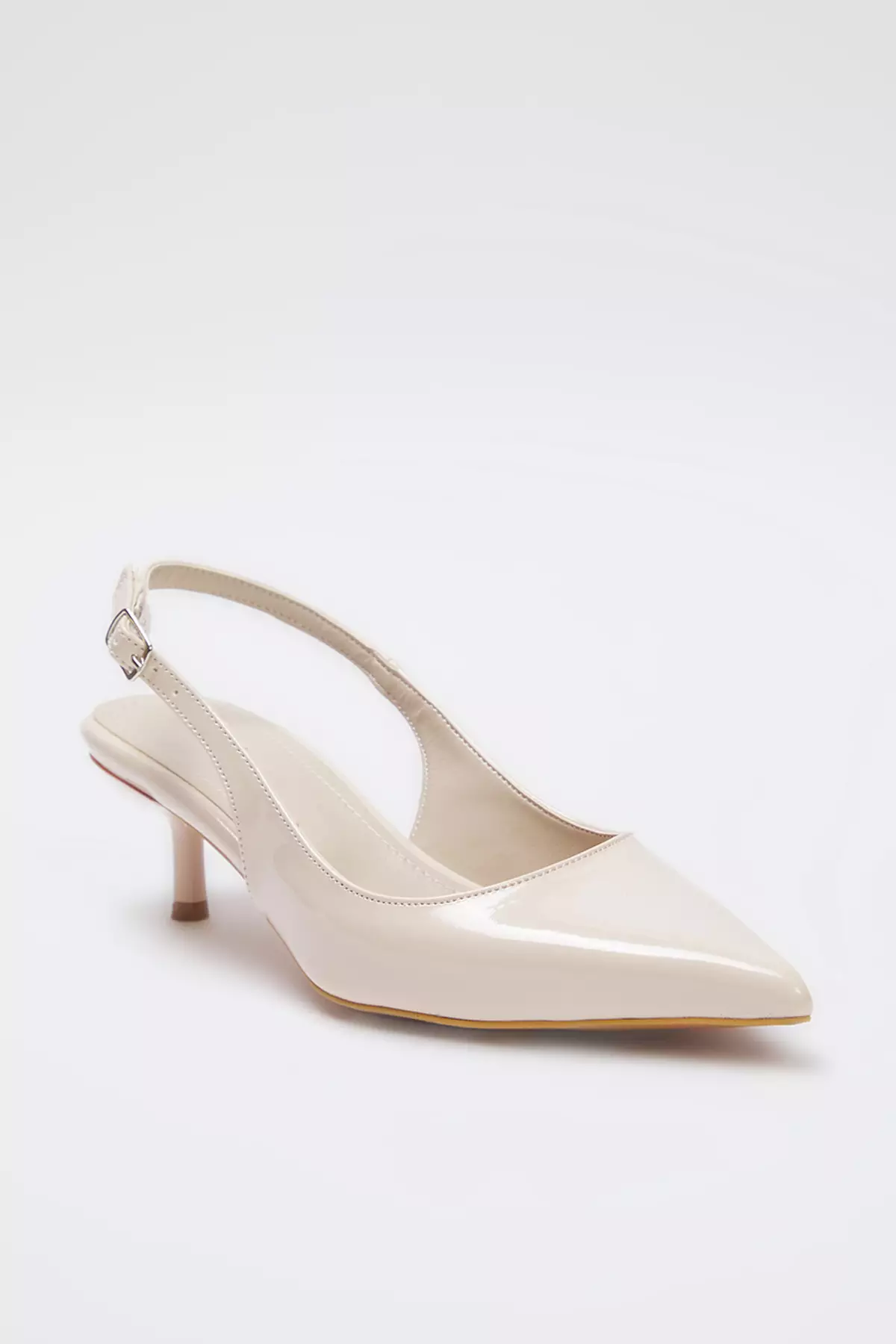 Beige Patent Leather Pointed Toe Kitten Heels Women Classic Heels Shoes Takss25To00005