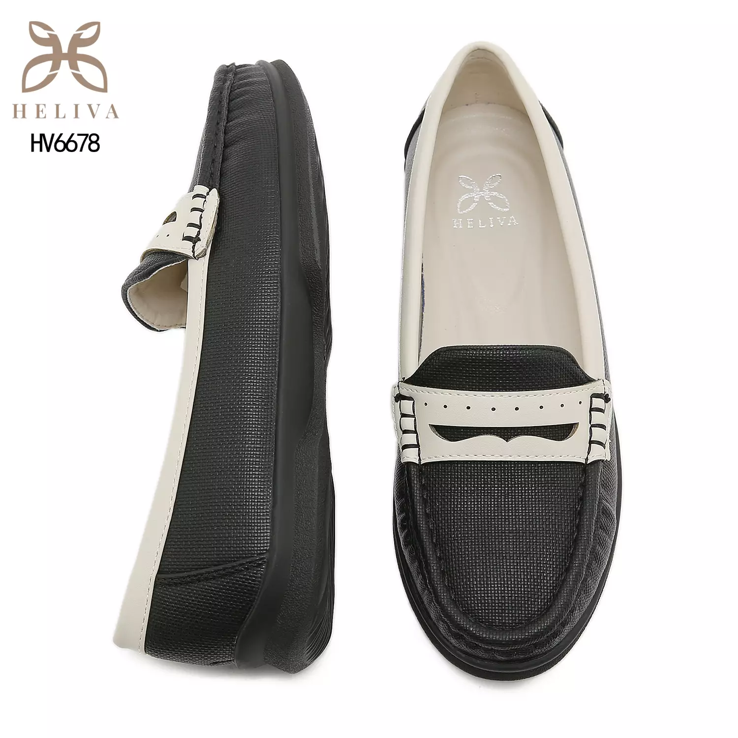 Heliva Esha Elegant Linen-Textured Loafers with 2cm Sole Casual Slip-On Comfort HV6678