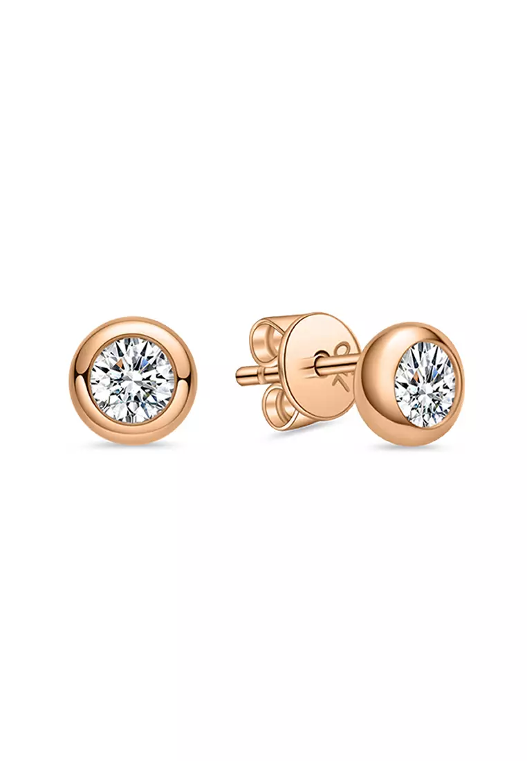 LAZO DIAMOND Soleil Bezel Diamond Stud Earrings in 18k Rose Gold
