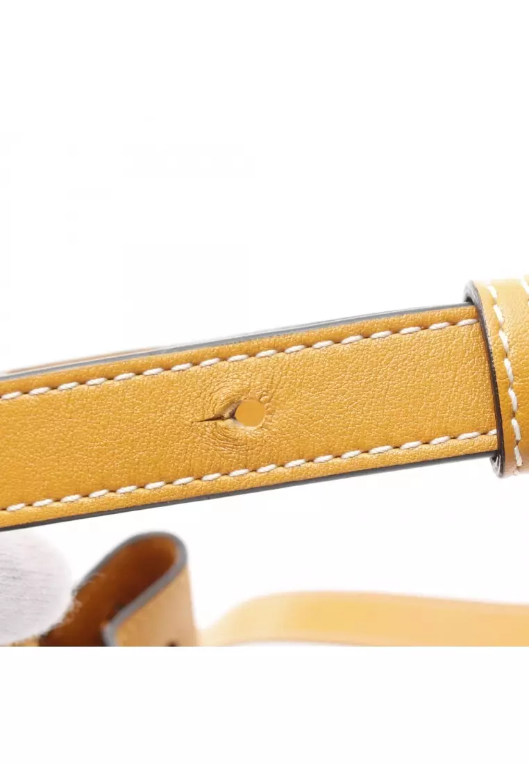 Pre-Loved LOEWE hammock drawstring bag mini Handbag leather Orange yellow 2WAY