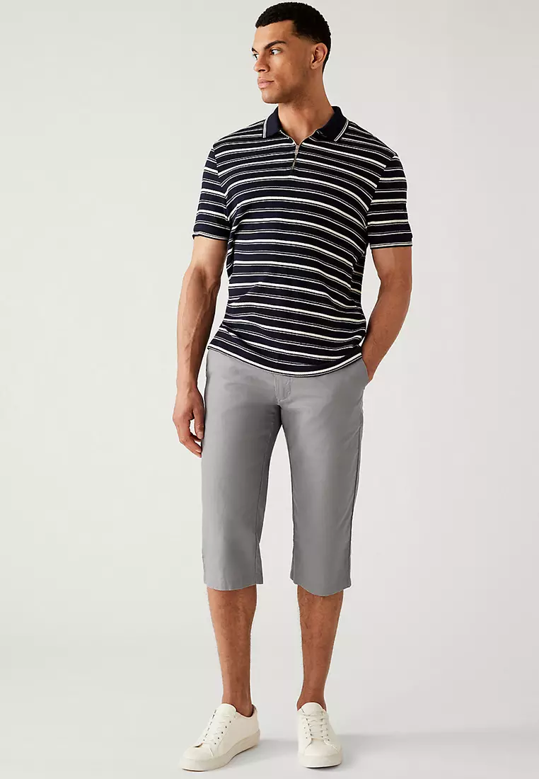 Linen Blend 3/4 Leg Shorts