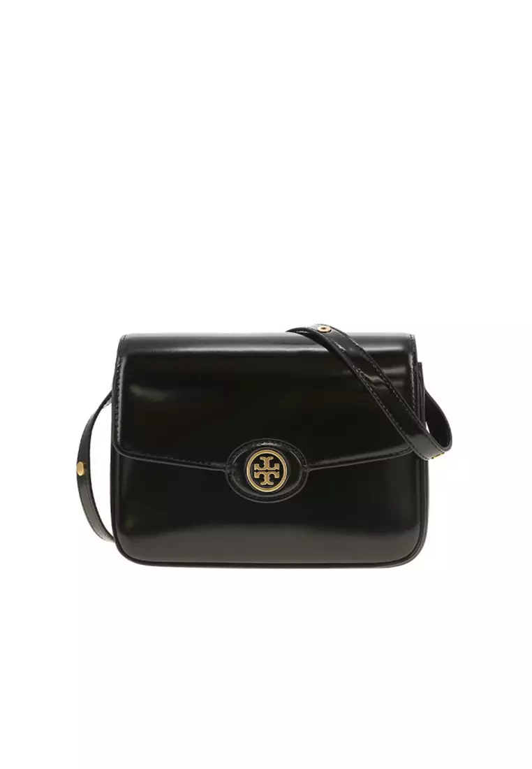 Tory Burch Robinson Spazzolato Convertible Shoulder Bag in Black