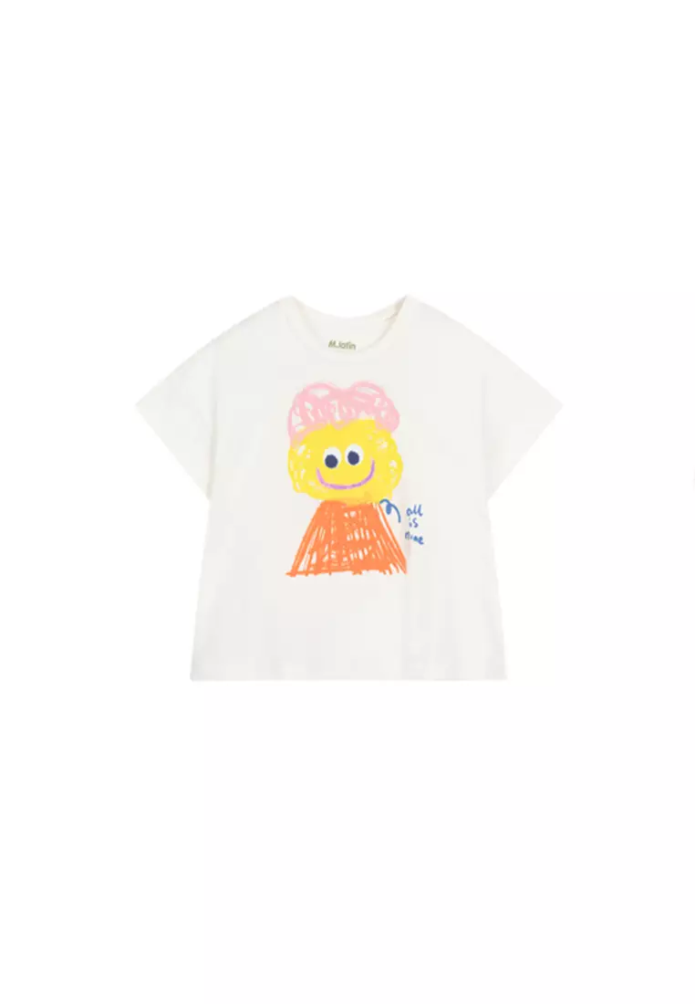 女童短袖T恤纯色宽松卡通印花上衣